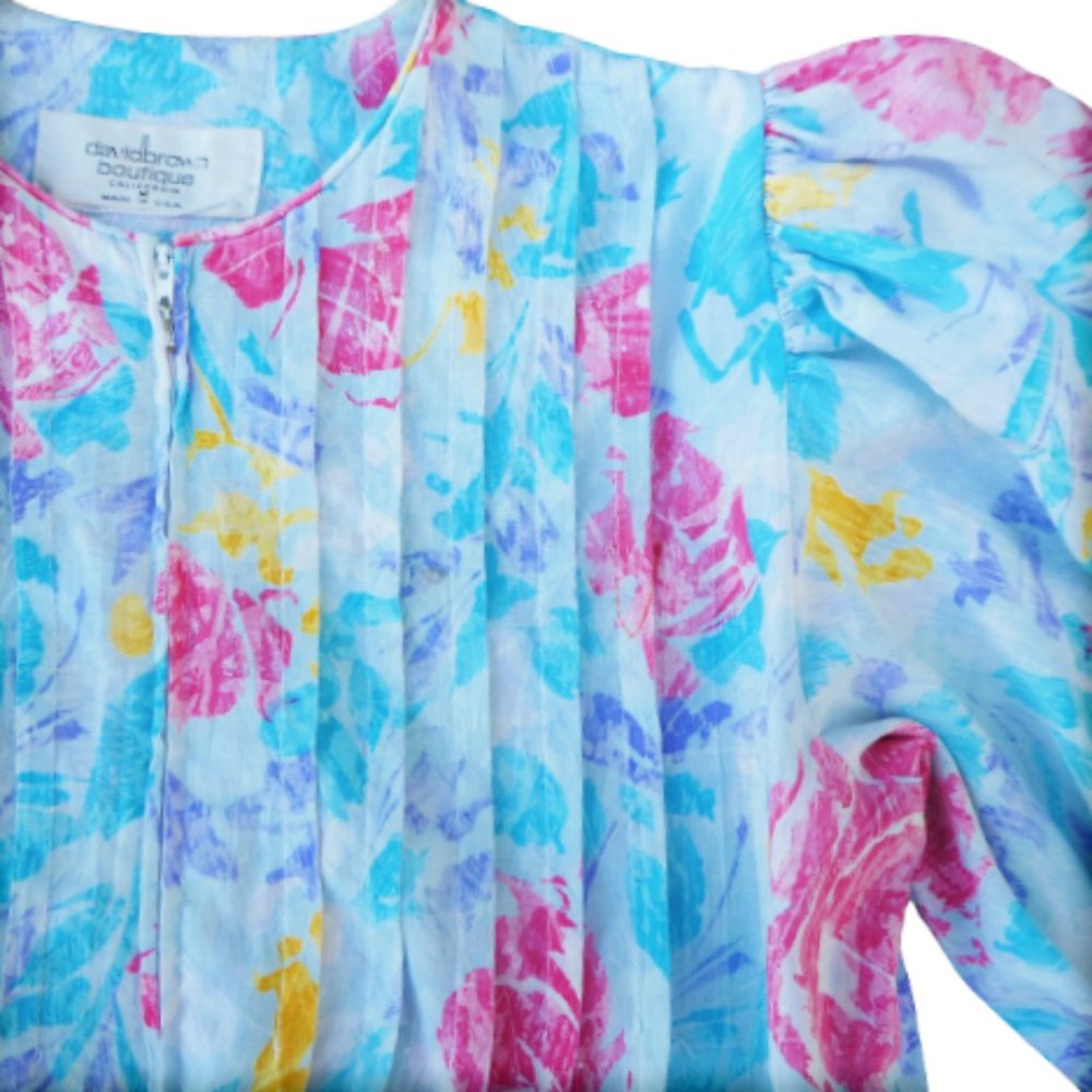 Vintage David Brown Boutique California Muu Muu Floral Housecoat Robe Lounge M